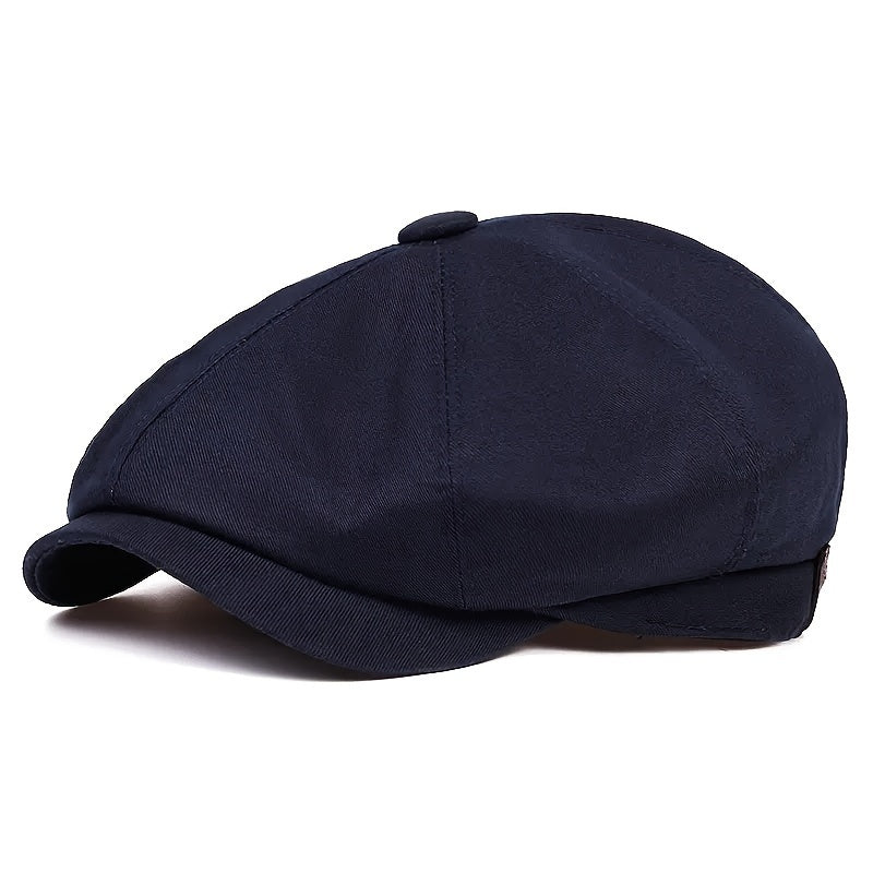 Classic men's herringbone flat cap, vintage design, stylish retro headwear accessory.