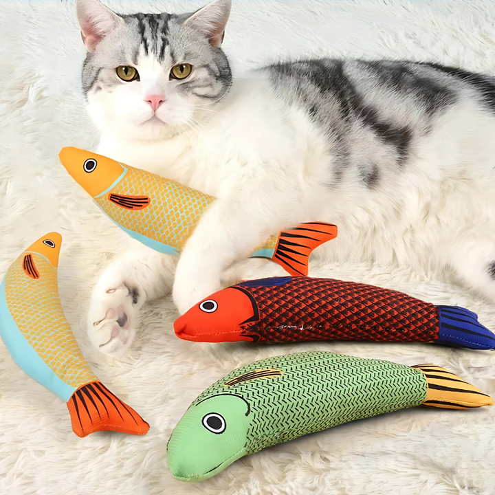 3-pack interactive catnip fish toys for cats & kittens. Plush, squeaky pet toys for endless fun, stress relief & dental health.