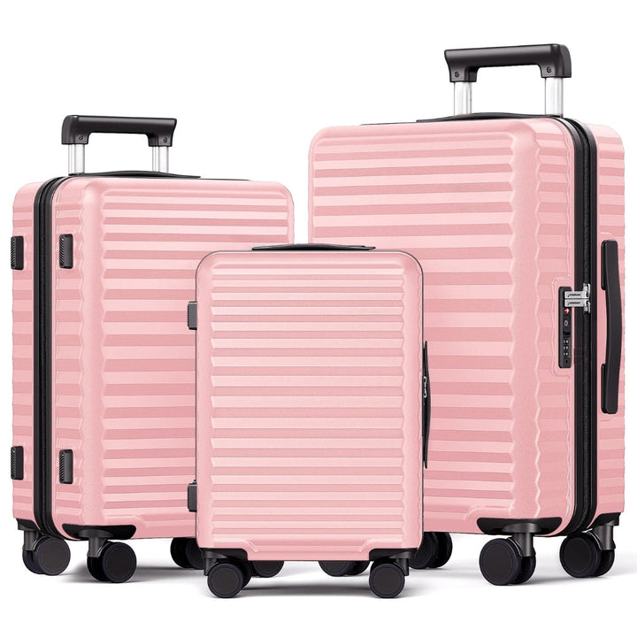 Durable hard shell suitcase set, ideal for travel. Includes carry-on & checked luggage sizes.