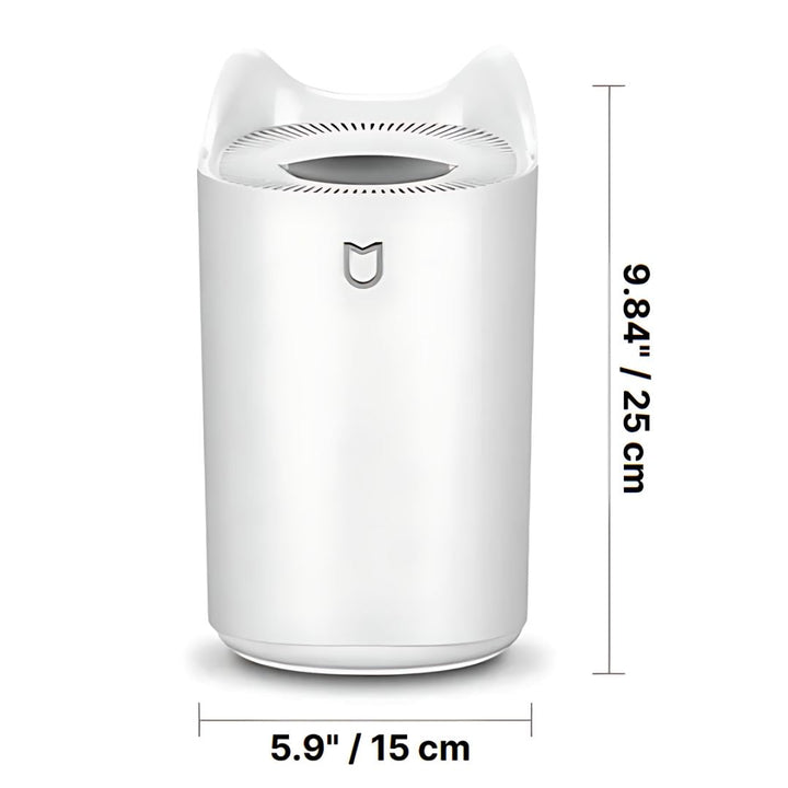 "3000ml ultrasonic humidifier with mist technology in sleek pink design, improves air quality, alleviates respiratory issues.