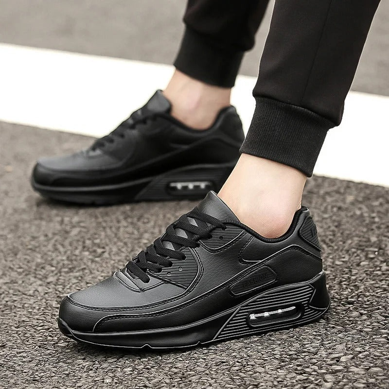 Versatile men's white sneakers with thick cushioning for ultimate comfort. Stylish everyday street footwear.