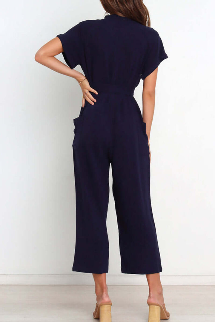Women's V-Neck Button-Down Jumpsuit