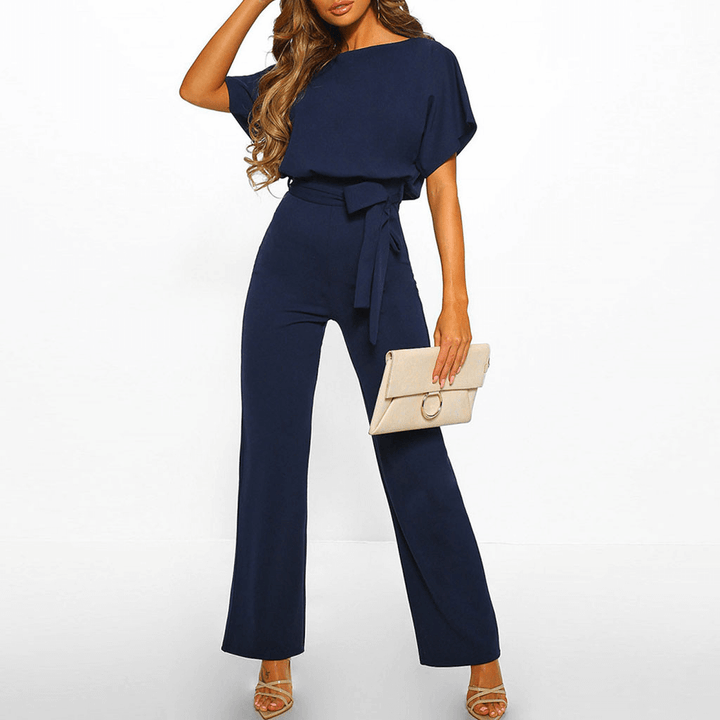 Women's Wide Leg Belted Jumpsuit