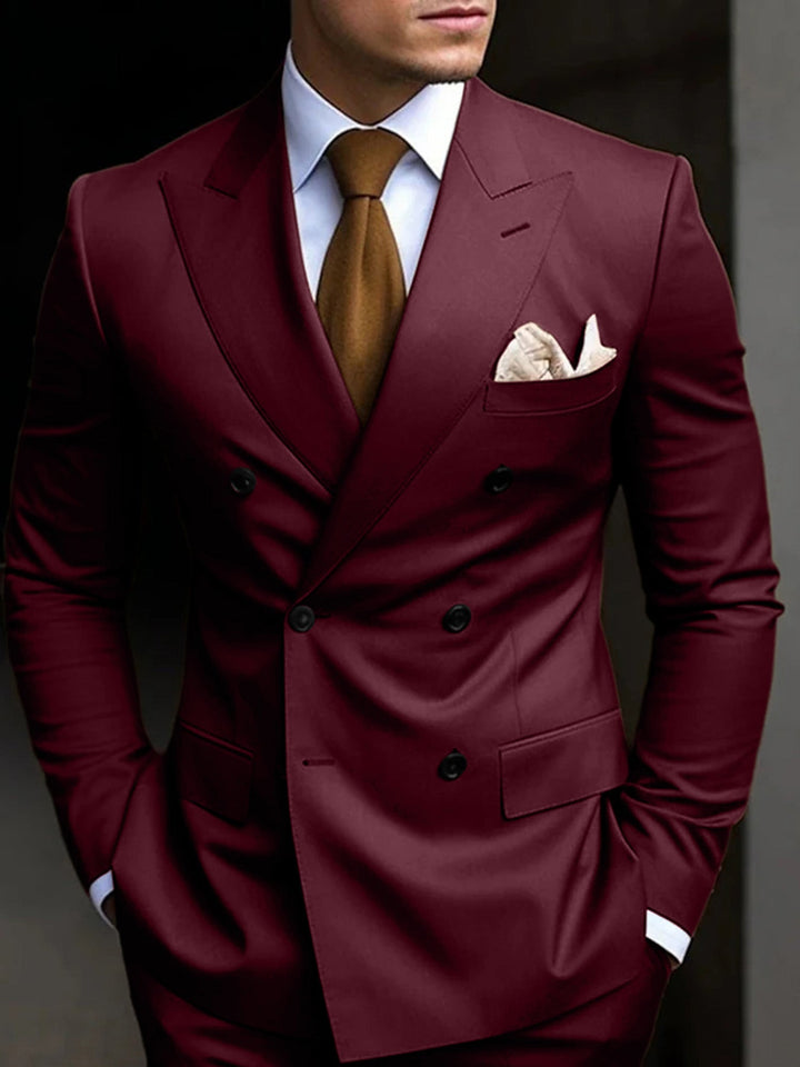 Elegant men's double-breasted suit, perfect for formal wear and evening events.