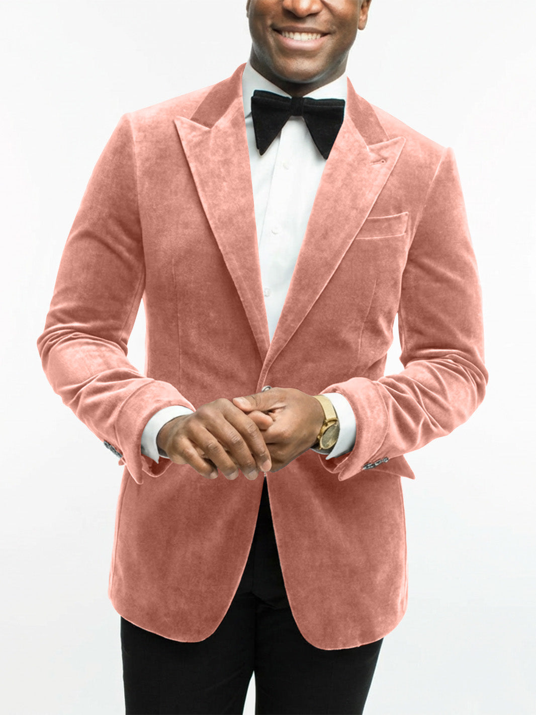 Men's tailored fit dinner jacket, modeled, capturing a confident & stylish men's look.
