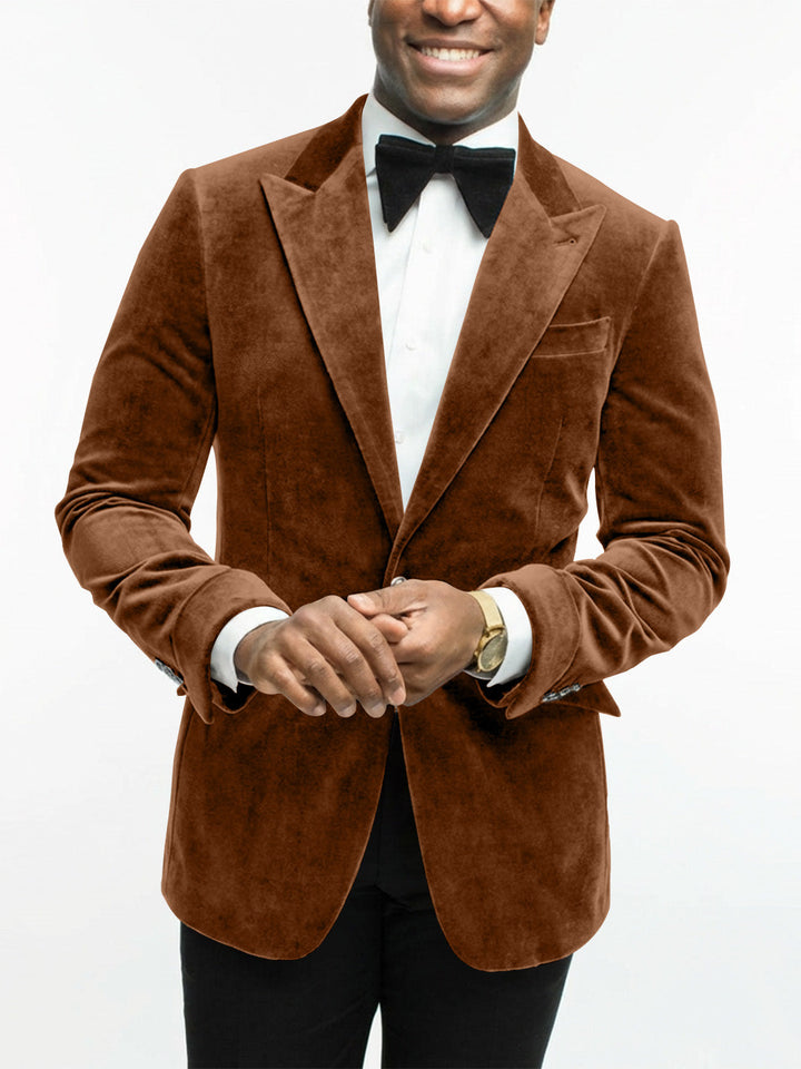 Elegant men's dress jacket, showcasing clean lines & tailored fit from an angle.