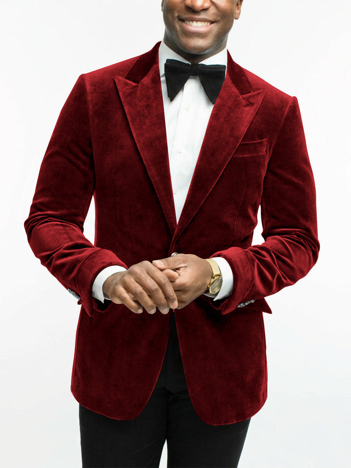 Men's fashion formal jacket, front buttons detail, signifying quality and tailored style.