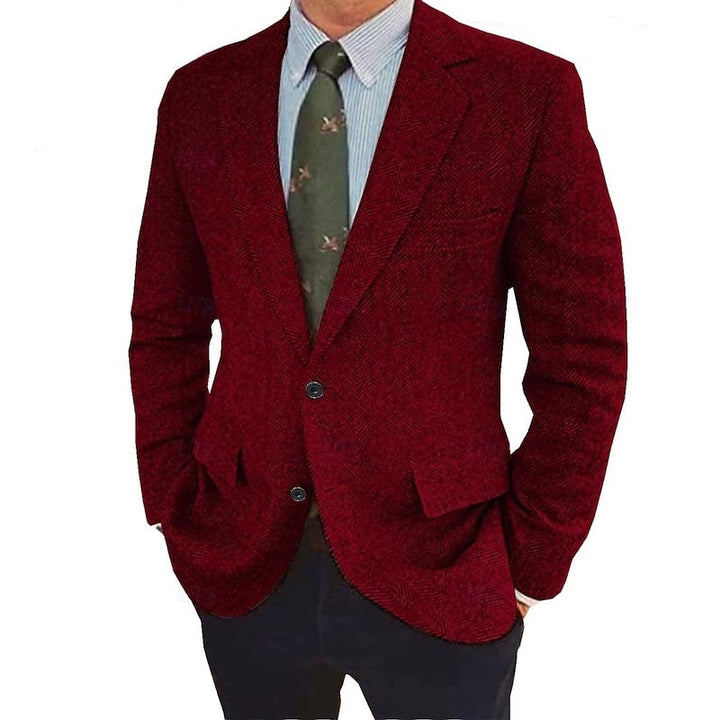 Elegant men's two-button retro jacket. Tailored fit in a stylish blue, suitable for any occasion.