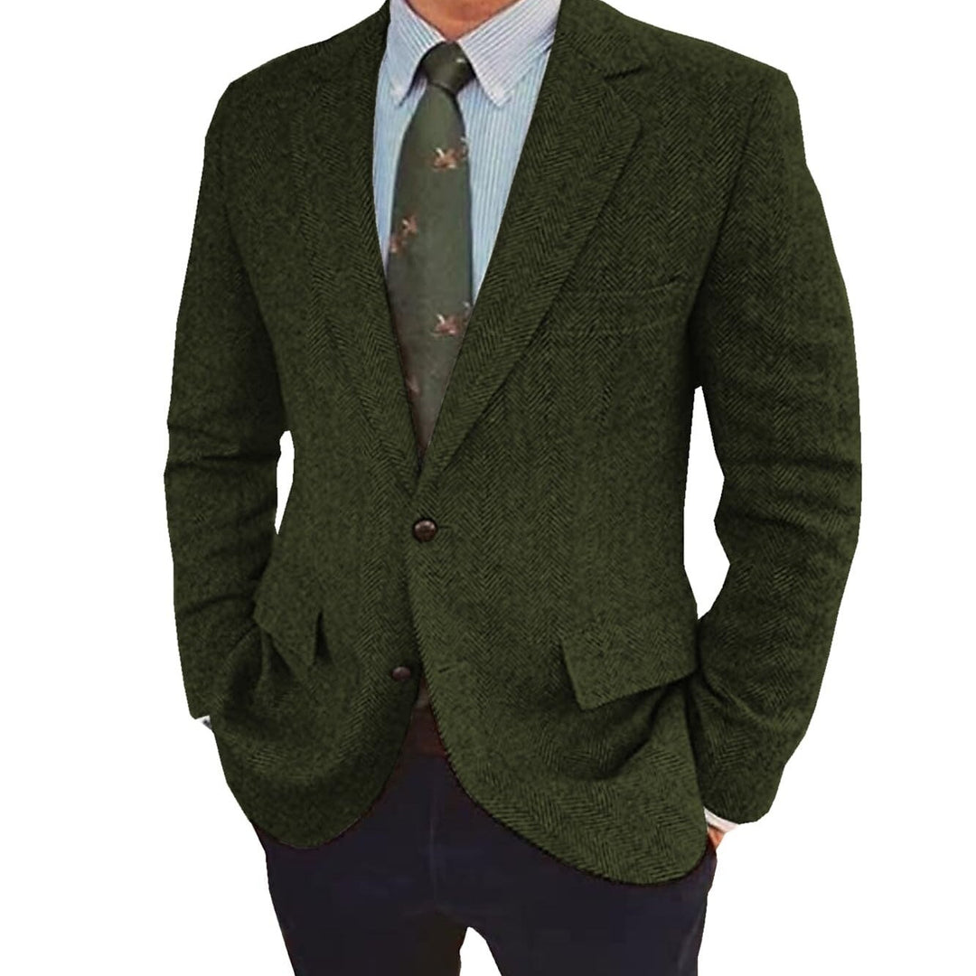 Vintage-inspired men's single-breasted jacket. Elegant brown two-button blazer for versatile styling.