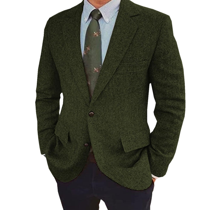 Vintage-inspired men's single-breasted jacket. Elegant brown two-button blazer for versatile styling.