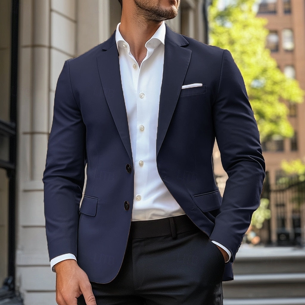 Stylish men's lightweight single-breasted jacket, standard fit for comfortable smart casual fashion.