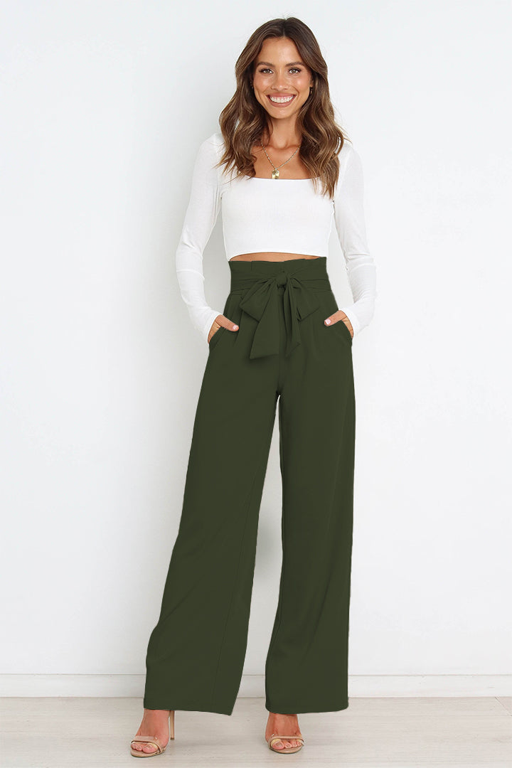 Chic women's high waist paperbag pants, versatile for any wardrobe, with a stylish bow.
