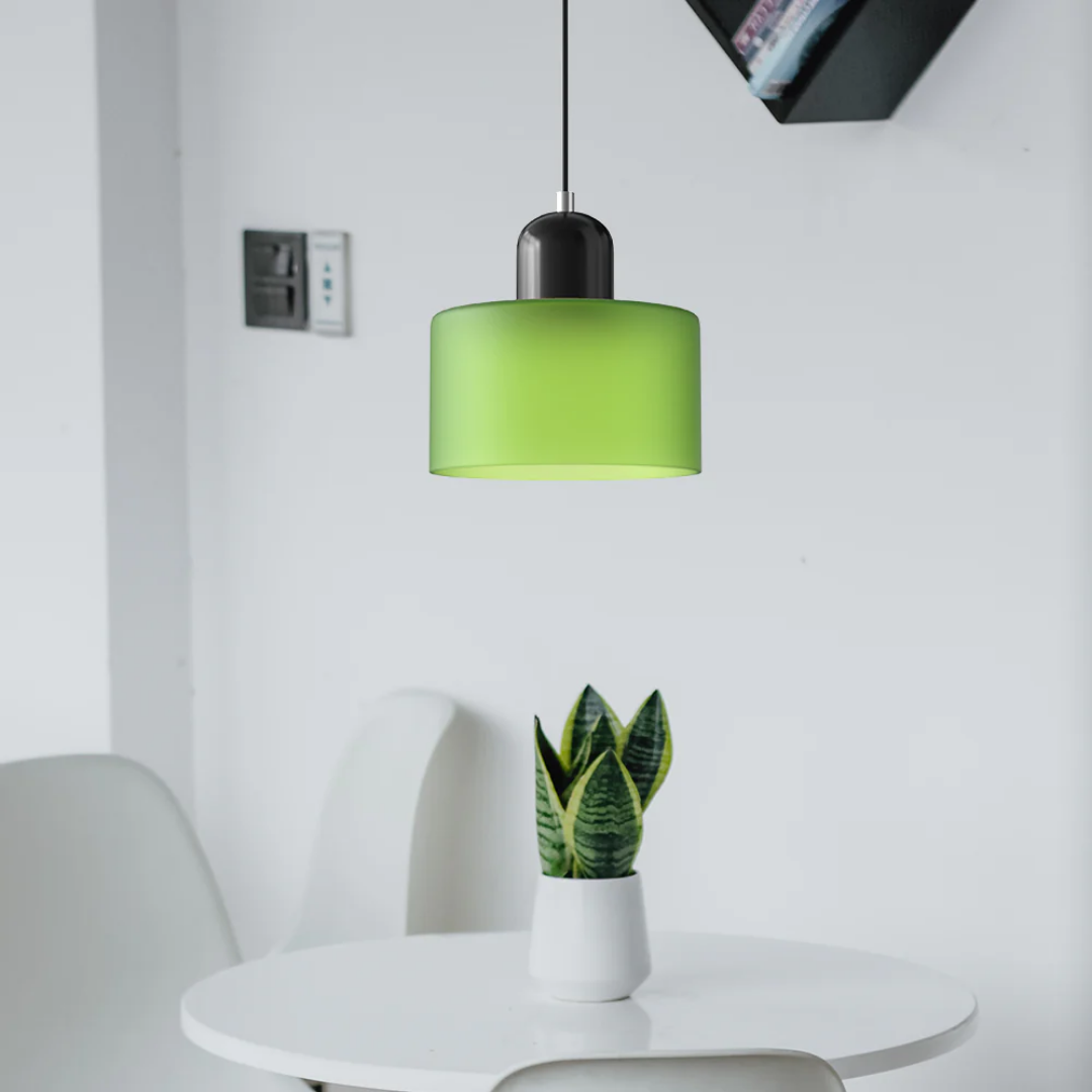 Warm light retro glass pendant lamp, adjustable cord for versatile interior design.