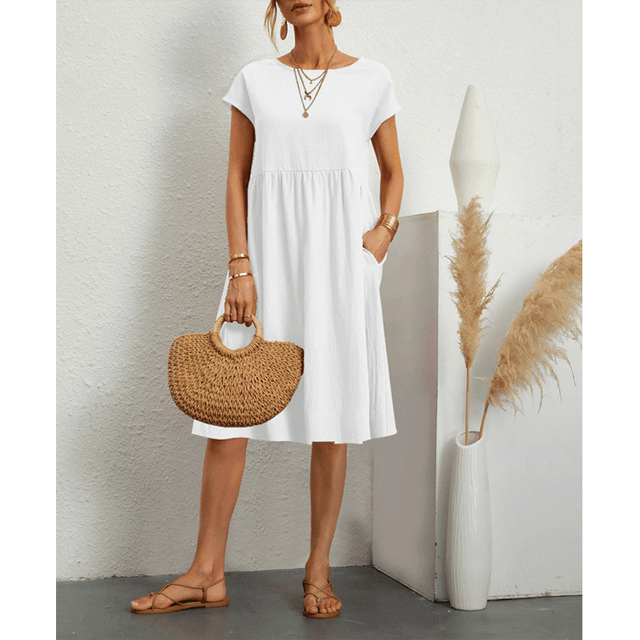 Women's Cotton Linen Midi Dress