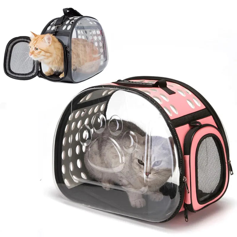 Portable pet carrier bag with viewing window for car travel. Ideal dog & cat travel bag for small-medium pets.