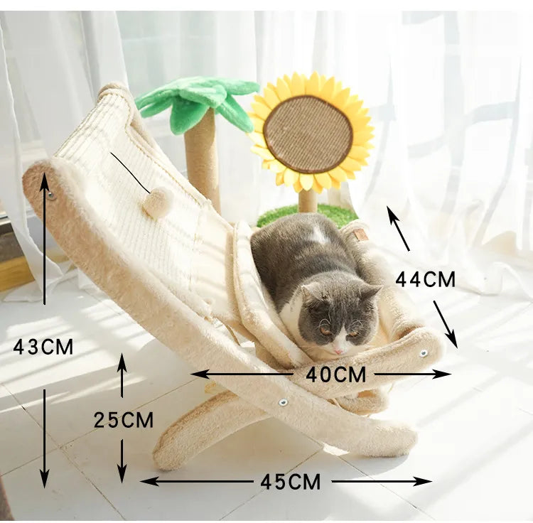 Comfortable ergonomic cat lounger for ultimate feline relaxation. Doubles as a cat scratcher.