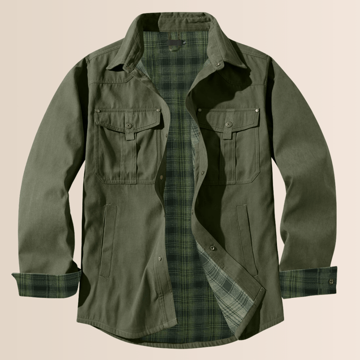Plus size men's vintage plaid shirt jacket. Comfortable, rugged full zip western outerwear for casual, all-season wear.