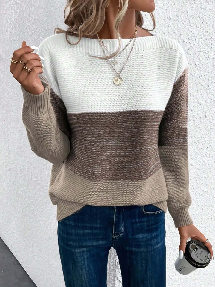 Women's Knitted Sweater with Round Neckline