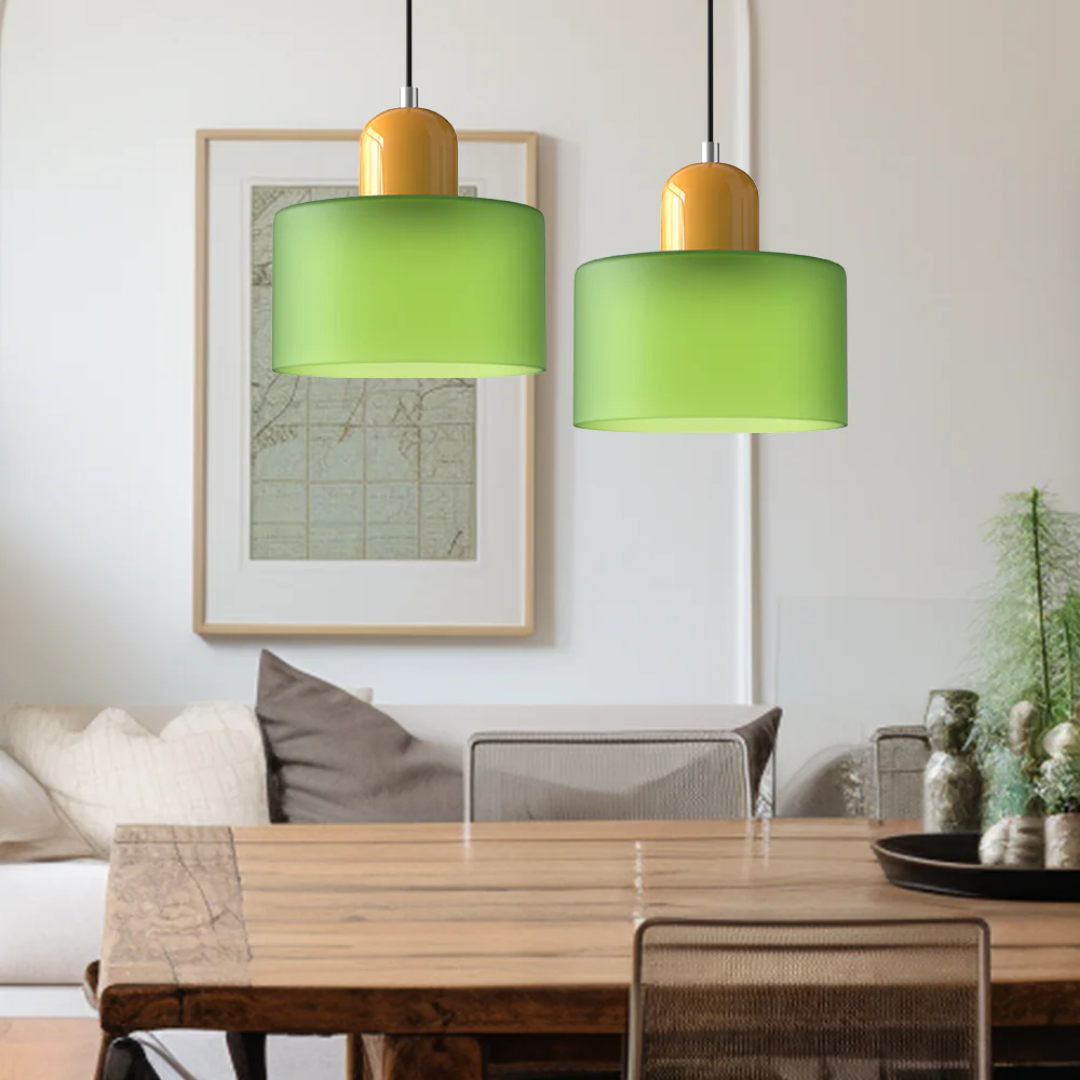 Vintage glass pendant light with adjustable cord, ideal for decorative home ceiling decor.