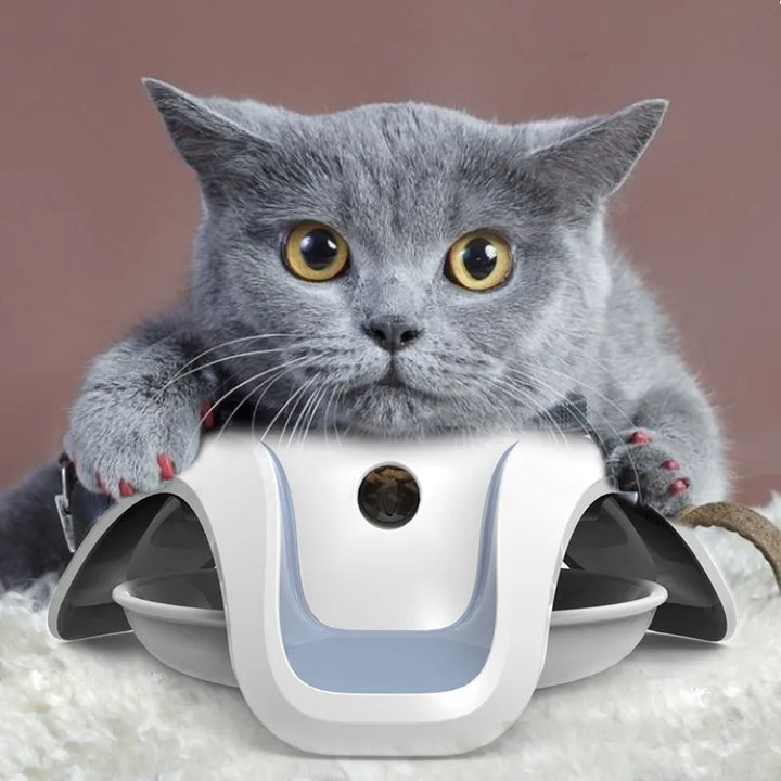 Interactive pet slow feeder bowl for dogs & cats, promoting mental stimulation & healthy eating habits.