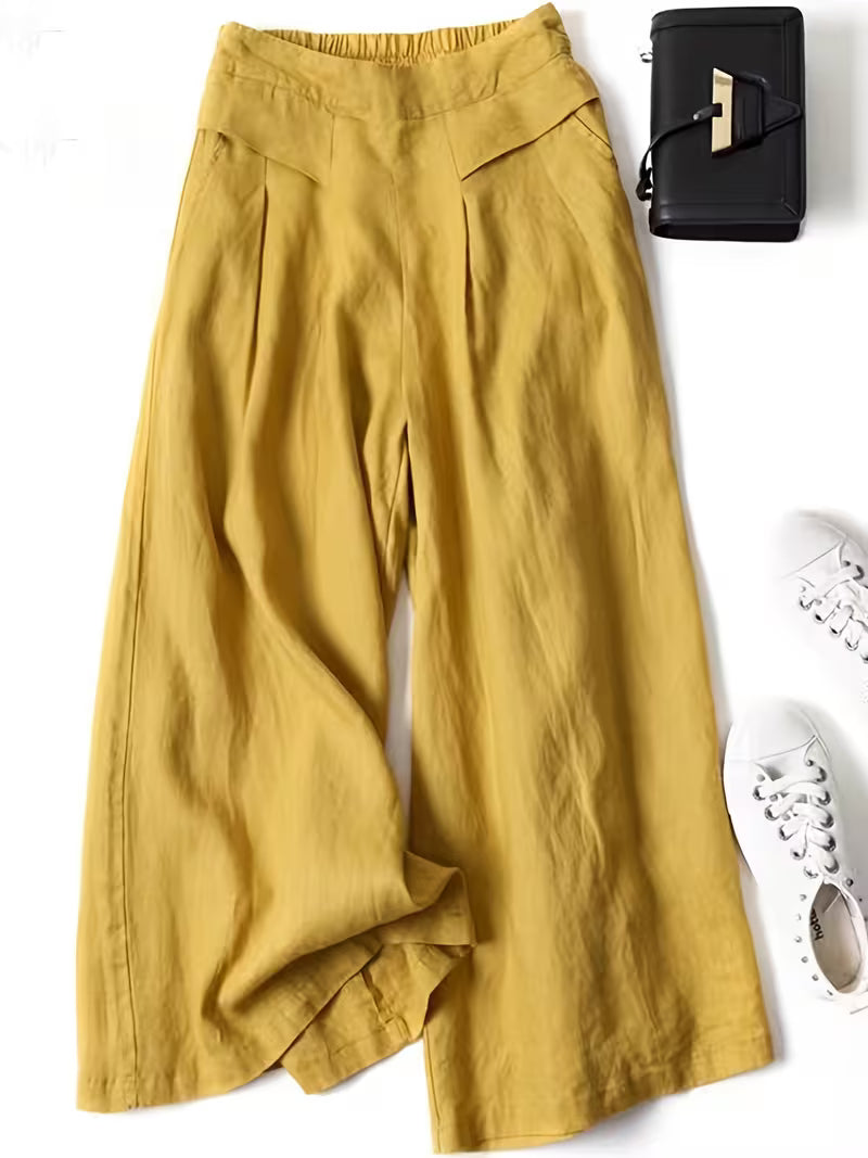 Breathable women's wide-leg palazzo pants. High-waist design for a comfortable, stylish spring/summer look.