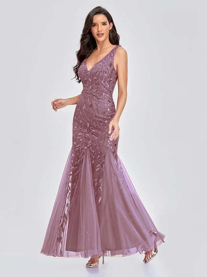 Women's Sequin Sleeveless Maxi Evening Gown