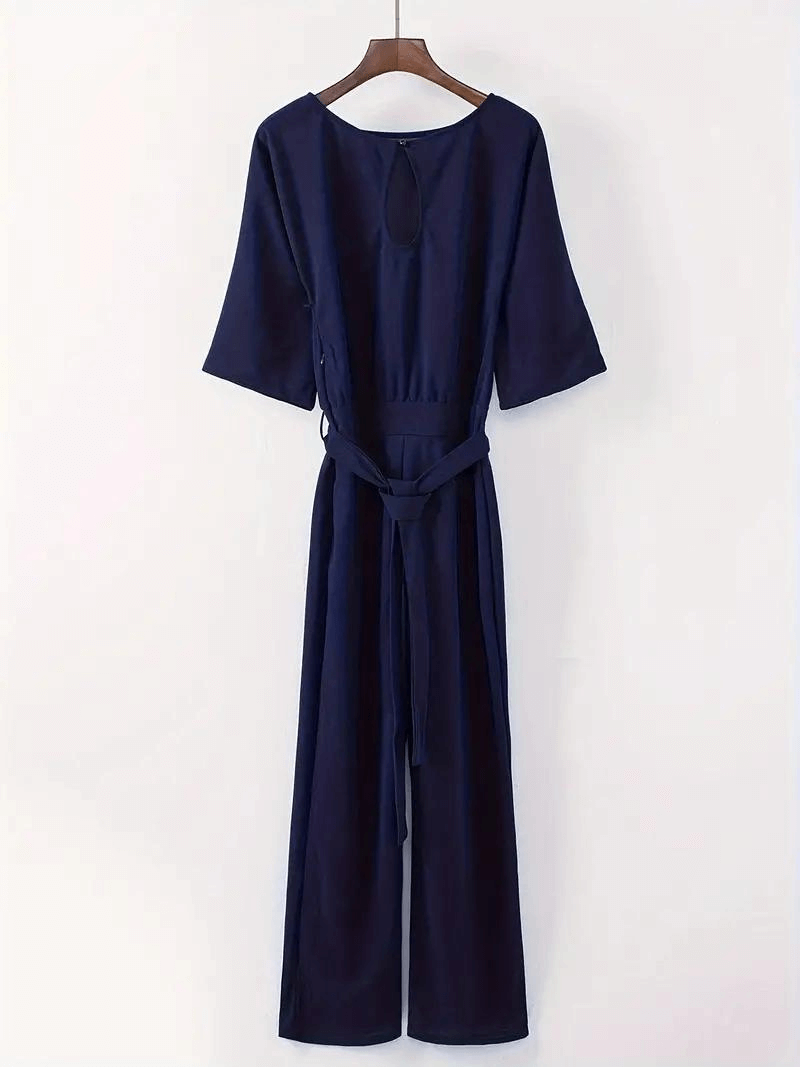 Women's Wide Leg Belted Jumpsuit
