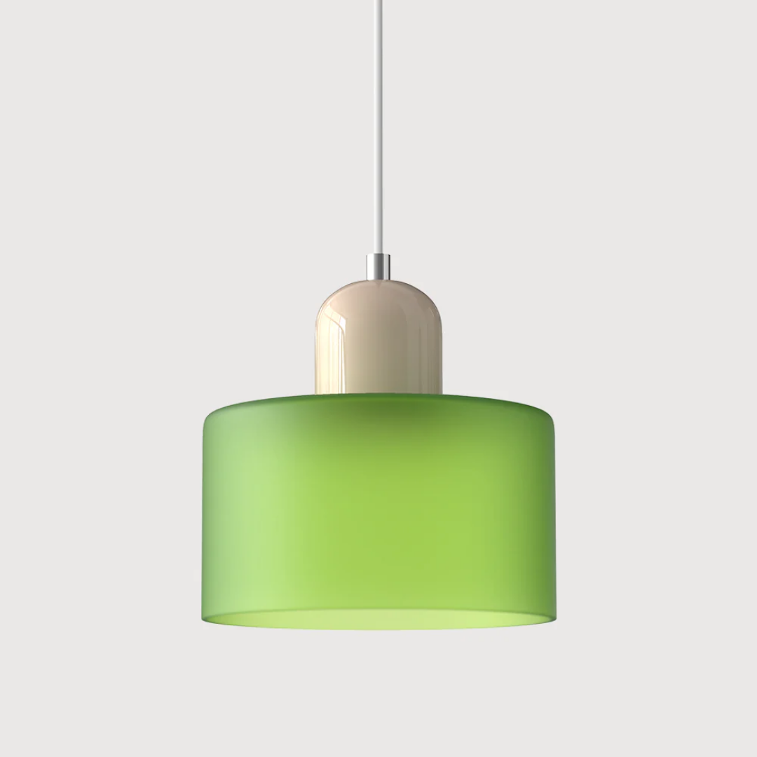 Retro home decor pendant, glass shade, adjustable cord for personalized lighting.