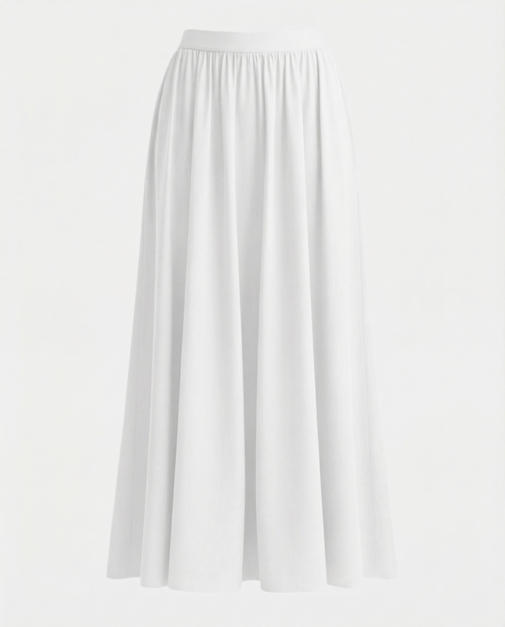 Stylish high-waist flowing women's A-line skirt, great for a comfortable elegant look.