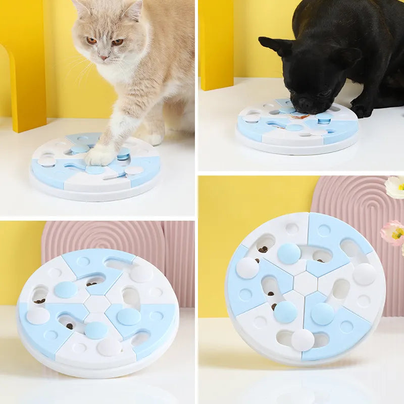 Smart pet slow feeder puzzle toy. Provides mental stimulation and enrichment for a healthy pet.