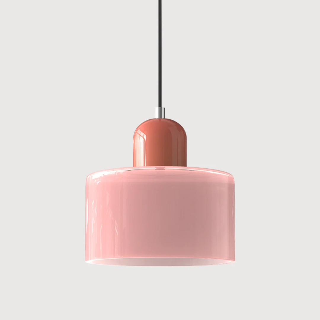 Decorative retro pendant lamp, glass shade, adjustable cord for perfect lighting.