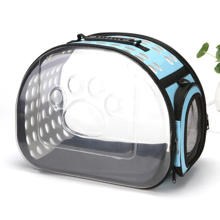 Convenient portable pet carrier for car travel, featuring a mesh viewing window. Great for small dogs & cats.