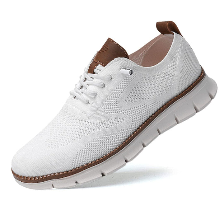 Men's casual footwear: breathable, perforated lace-up sneakers for all-day comfort & style.