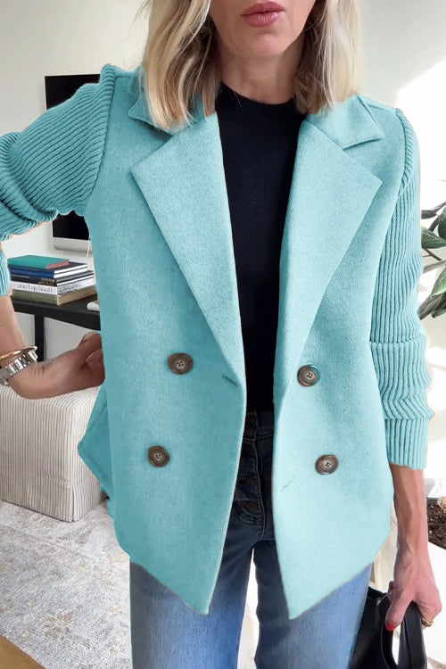 Sophisticated women's double-breasted blazer. Tailored classic jacket for elegant office & chic versatile fashion.