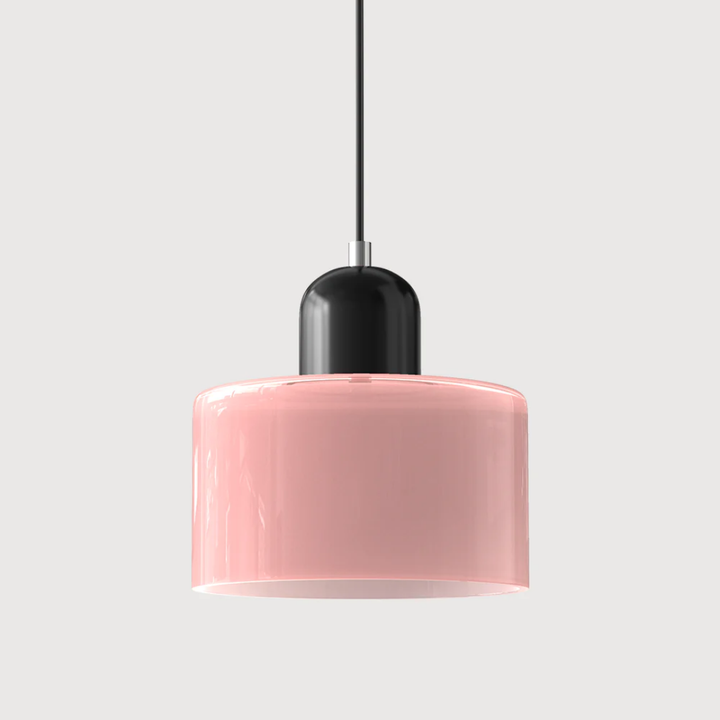 Vintage glass ceiling pendant with adjustable cord, for flexible home lighting.