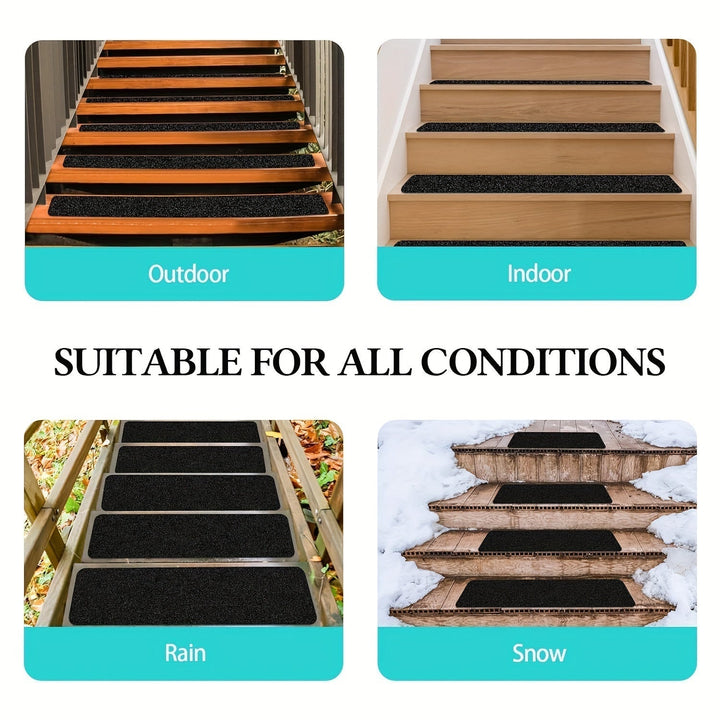 Safety-first anti-slip rubber tread strips, ideal for stairs & driveways, increasing traction and preventing falls.