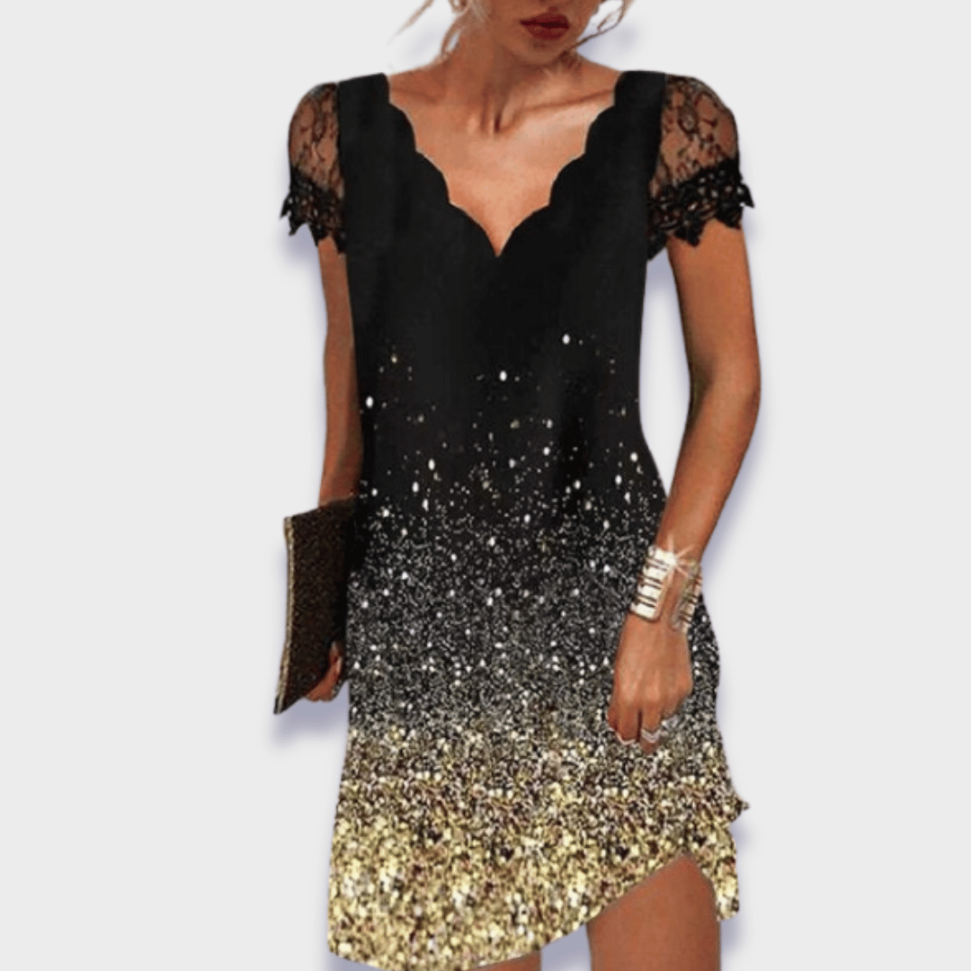 Fashionable women's evening or casual midi dress, comfortable and elegant choice.