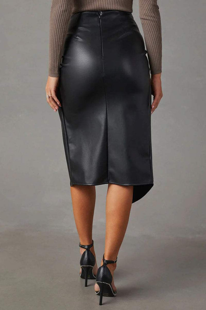 High-Waisted Pencil Skirt with Ruching