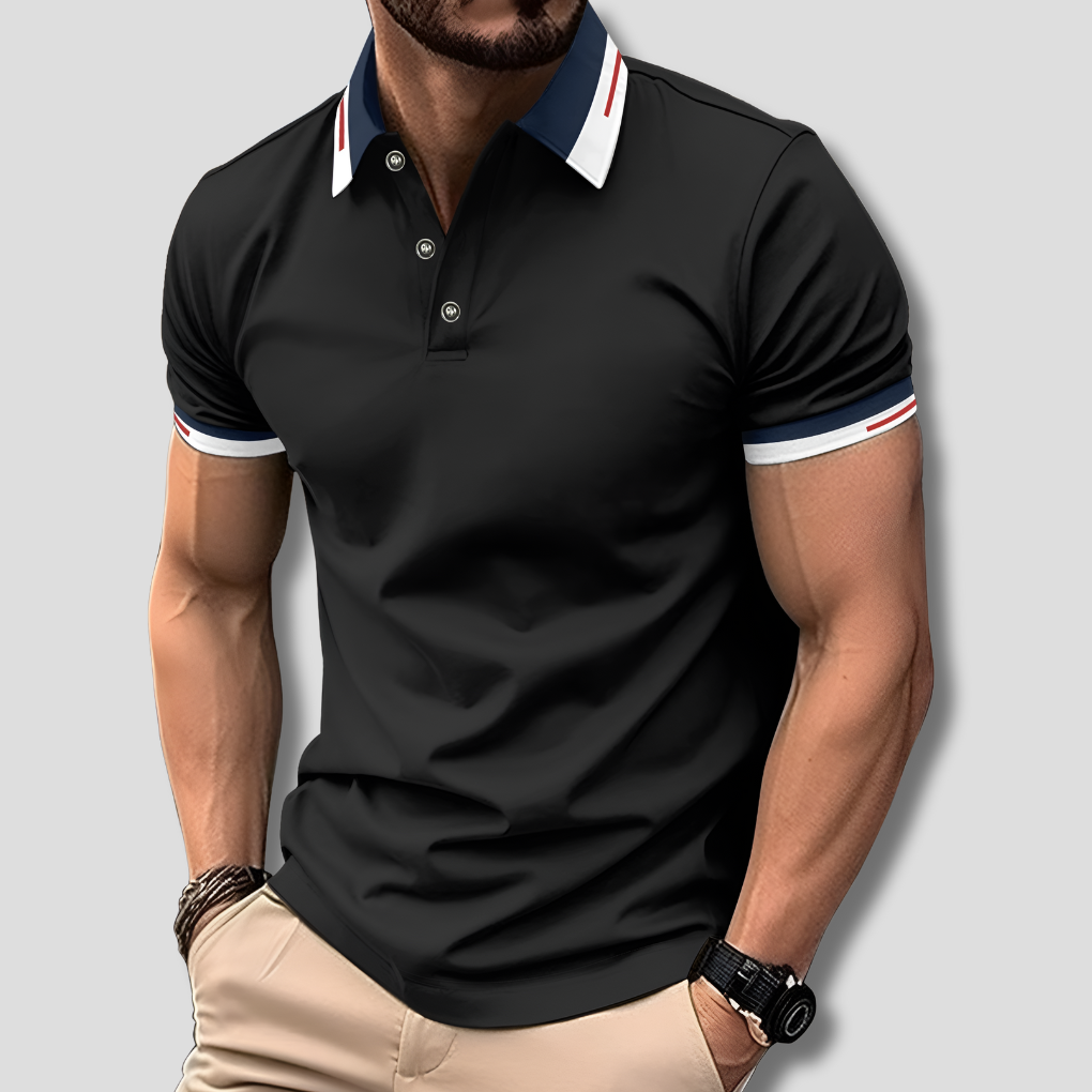 Versatile men's short sleeve polo shirt, ideal for smart casual or everyday style. Premium fabric, comfortable fit.
