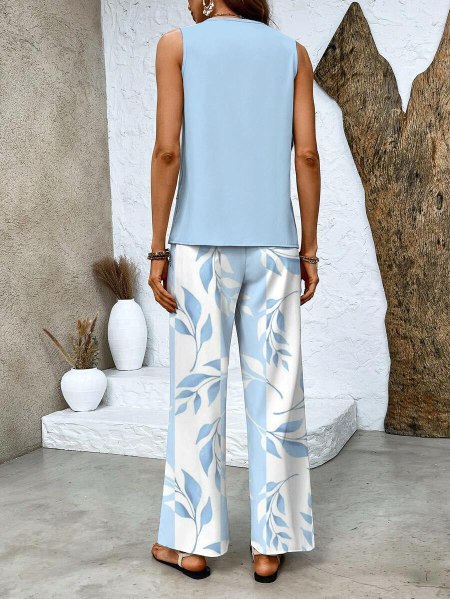 Elegant women's two-piece summer set, perfect for warm weather casual wear.