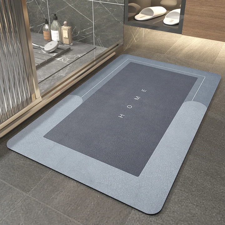 Diatomaceous earth quick-drying bath mat; super absorbent, non-slip, easy clean for bathroom safety.