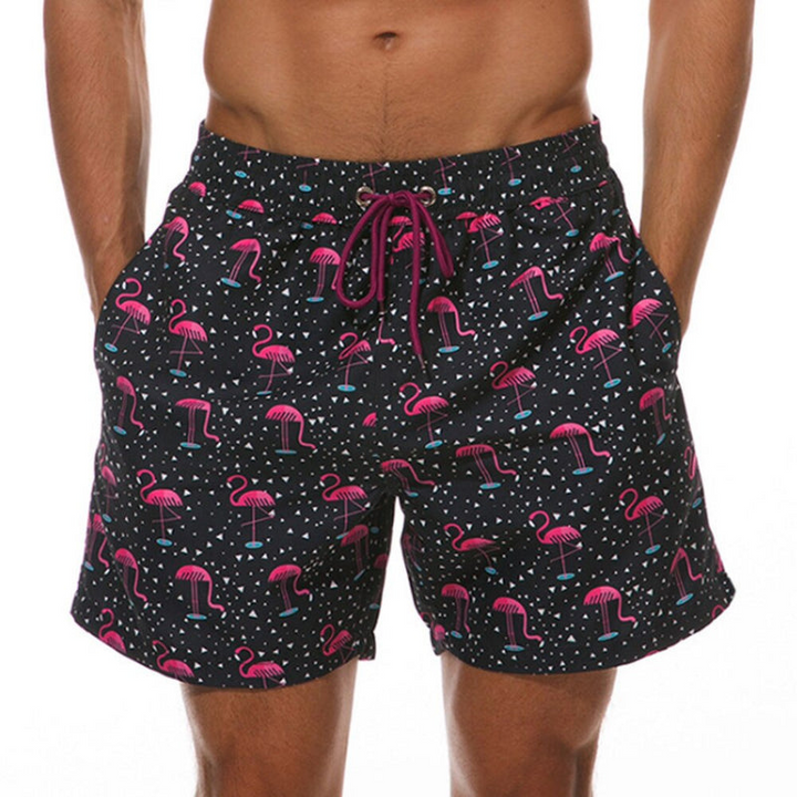 Vibrant men's swim shorts, ideal for summer swimwear, vacation, and pool days. Quick-dry fabric.