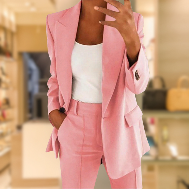Professional women's elegant tailored 2-piece business wear. Ideal for formal & office chic apparel.