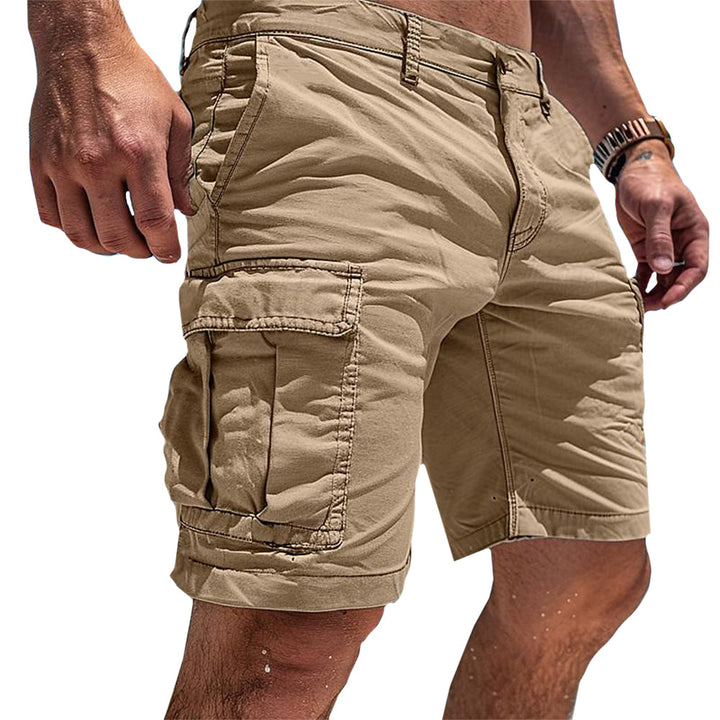 Casual men's utility cargo shorts with multiple deep pockets, perfect for outdoor activities & everyday comfort.