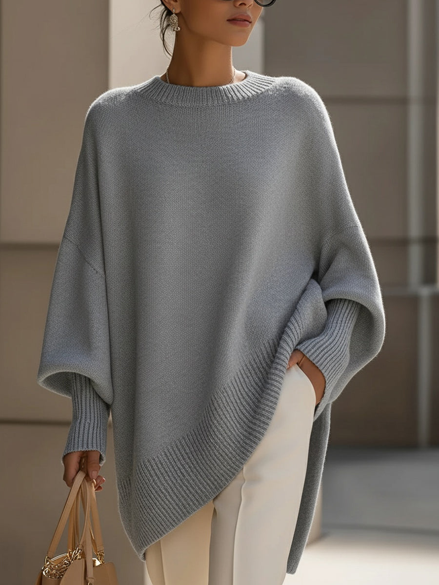 Elegant yet casual women's oversized long sleeve sweater, a comfortable choice for chic winter layering.