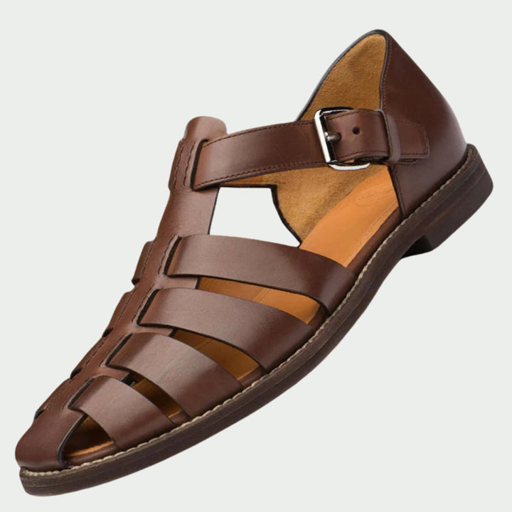 Comfortable men's flat gladiator sandals with durable straps, perfect for walking and summer adventures.