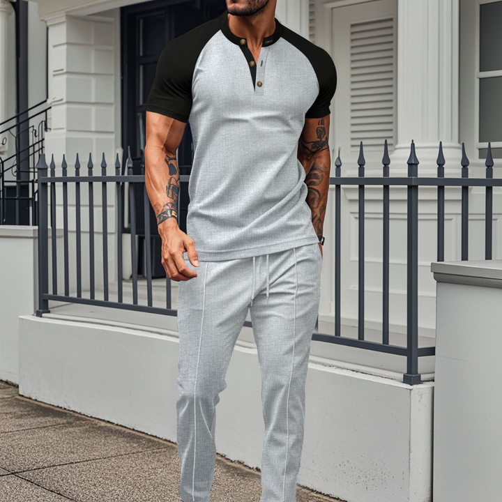 Comfortable men's jogger pants, perfect for athletic activities or everyday loungewear with a coordinated top.