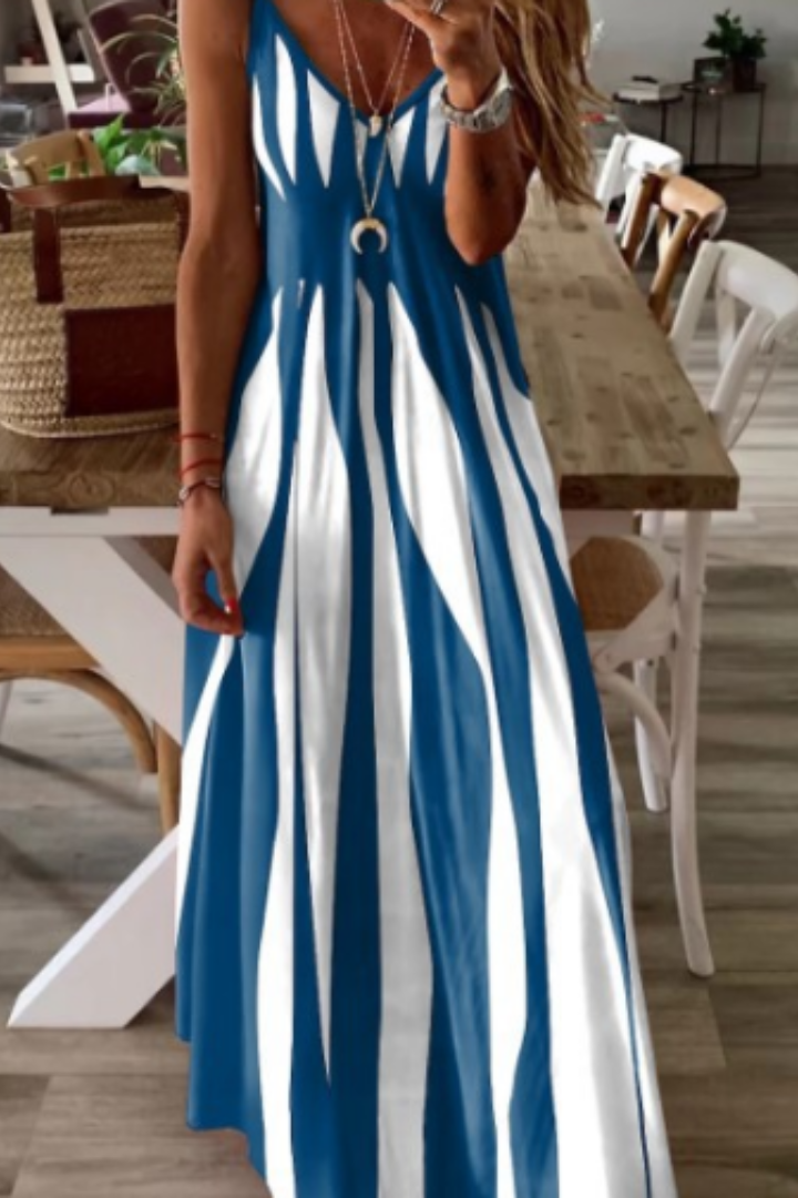 Comfortable, breathable women's V-neck midi dress with a relaxed, flowy fit for summer.