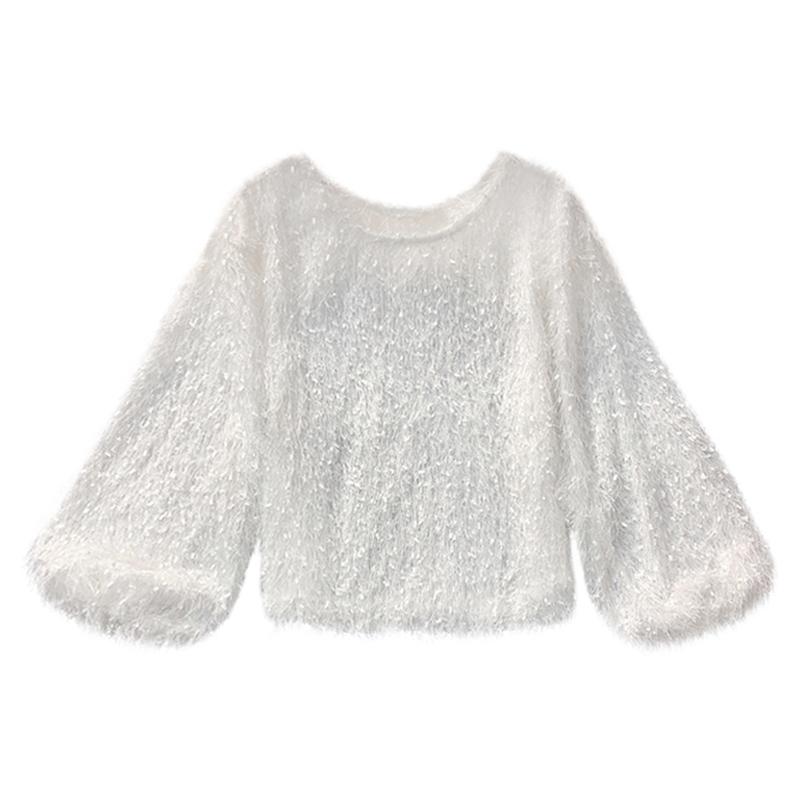 Women's fashionable cozy plush round neck sweater, ideal for staying warm and stylish during cold seasons.