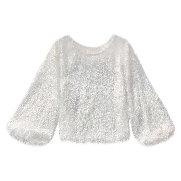 Women's fashionable cozy plush round neck sweater, ideal for staying warm and stylish during cold seasons.